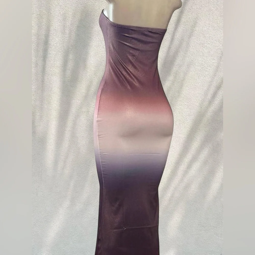 Brown Ombre Strapless Maxi Dress | Bodycon Size M - Picture 5 of 5